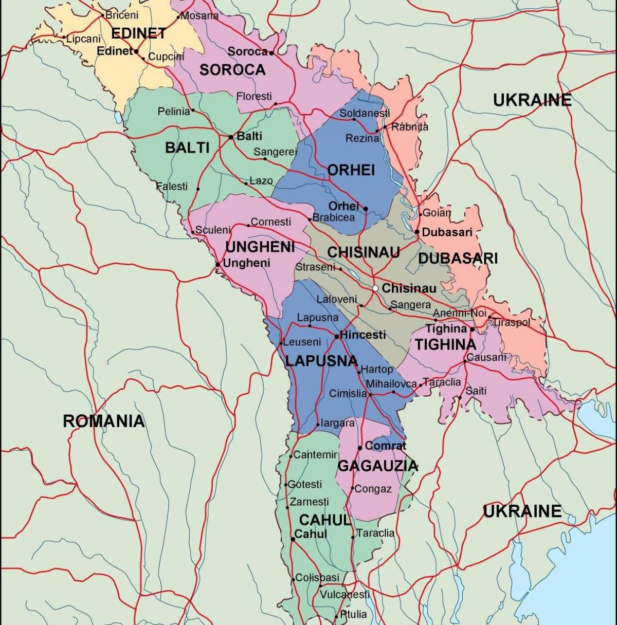 Mapa ng Moldova pampulitika